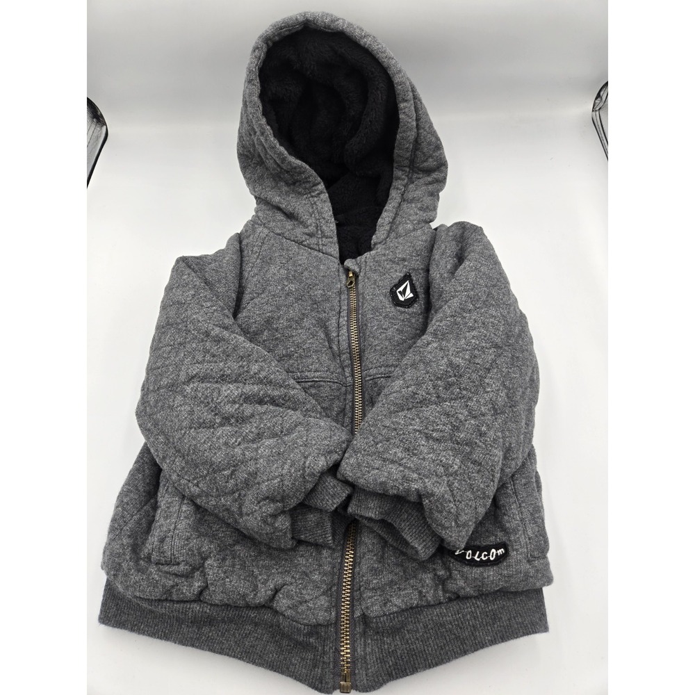 Volcom Toddler Jacket Hoodie Size 4T Full Zip Gray Fleece Lined